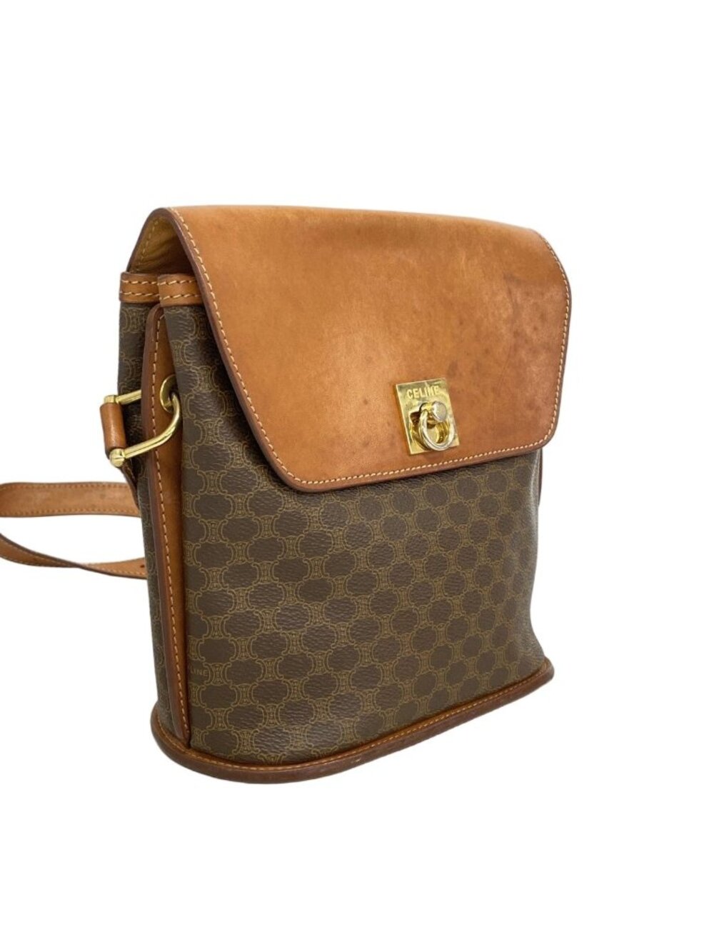 Celine Shoulder Bag Macadam Brown Gold - Picture 2 of 10